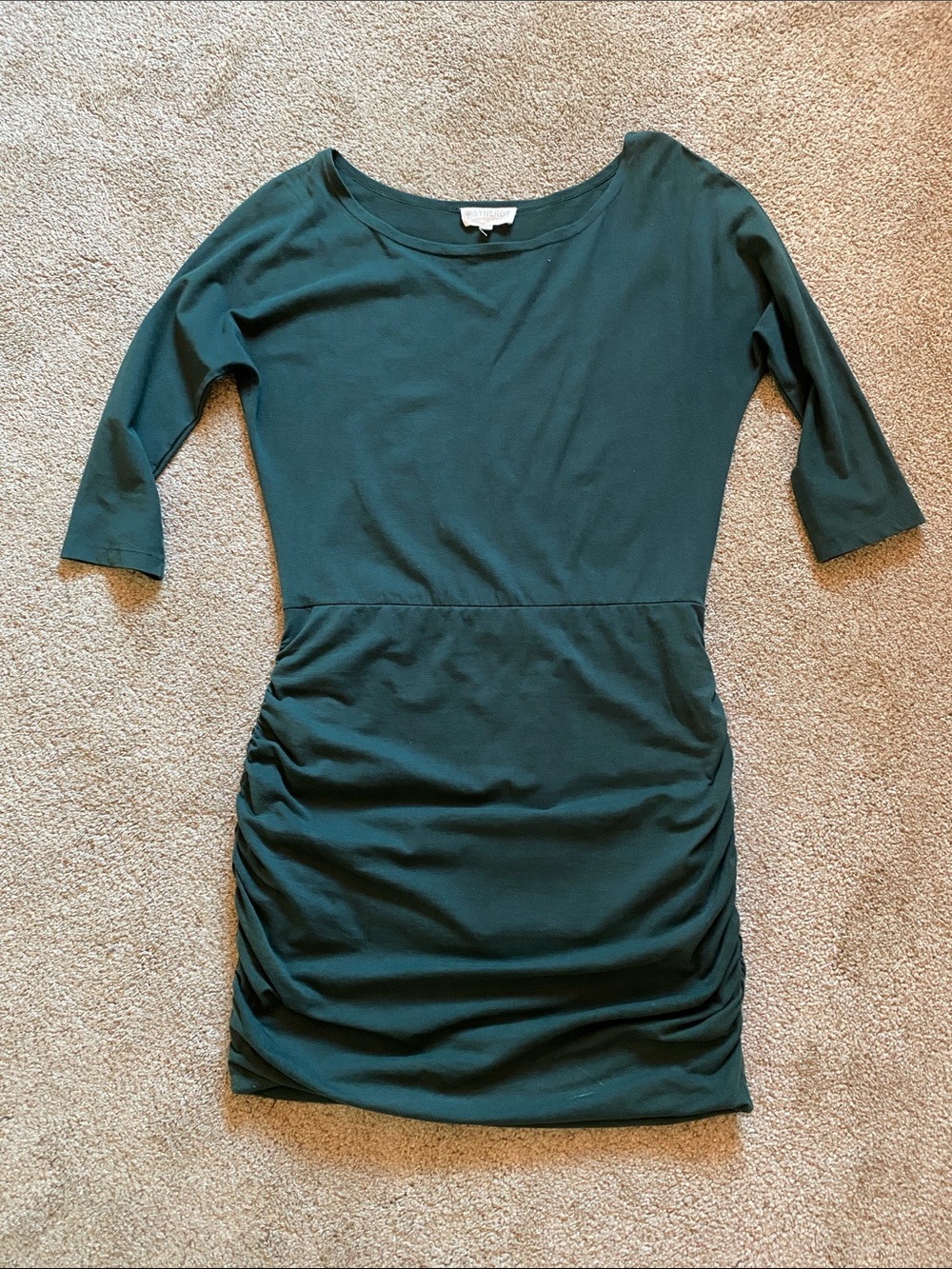 Women’s Scoop Neck Ruched Dress - Deep Green